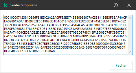 Uma janela com uma senha temporária.