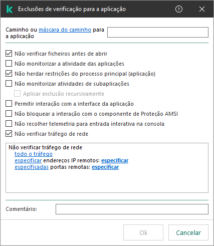 Uma janela com um campo para introduzir o caminho para um ficheiro ou pasta. As máscaras podem ser usadas.