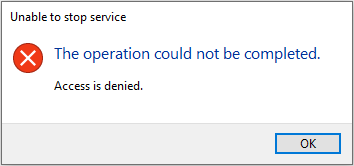 Application services access error message.