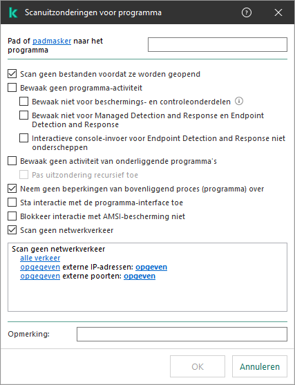 Een venster met een veld voor het invoeren van het pad naar een bestand of map. Er kunnen maskers worden gebruikt.