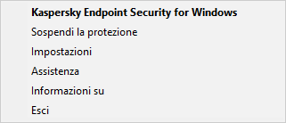 Menu con le opzioni di controllo dell'applicazione.