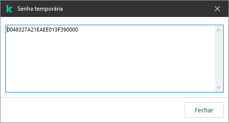 Uma janela com uma senha temporária.