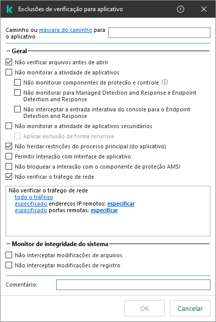 Uma janela com campo para inserir o caminho para o arquivo ou pasta. Máscaras podem ser usadas.