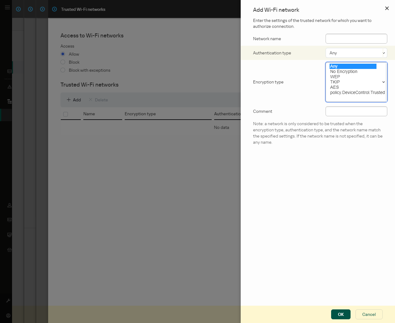 Control of Wi-Fi connections