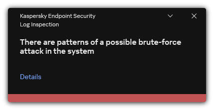 Notification about possible brute-force attack. The user can view detailed information about the rule.