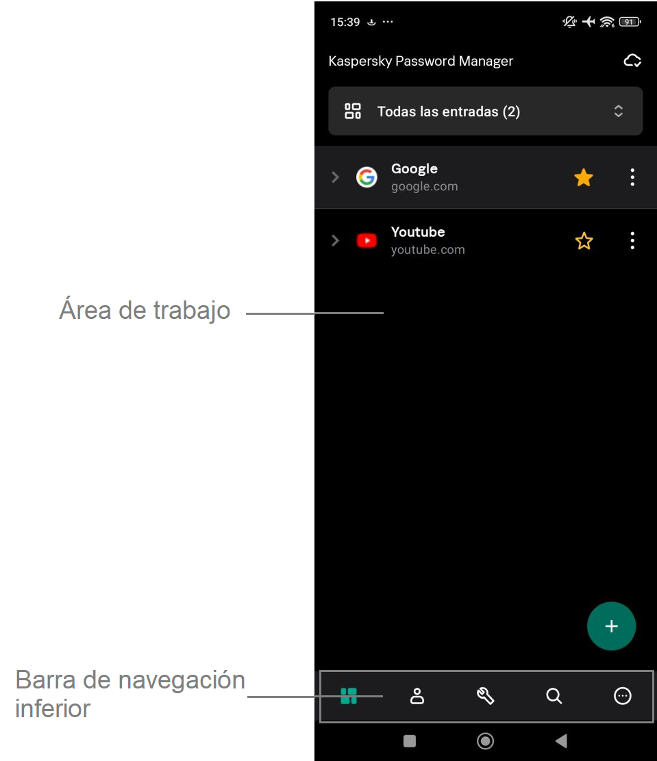 Interfaz de la aplicación