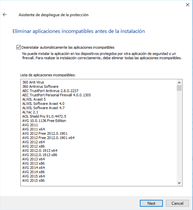 Eliminación de las aplicaciones de seguridad de terceros incompatibles