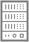 Un server con elementi grigi su sfondo bianco.