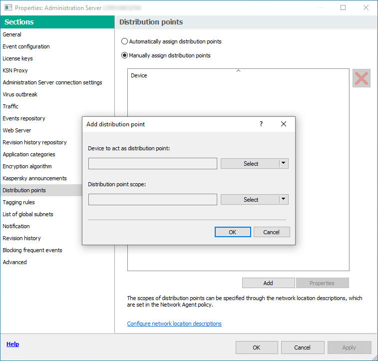 Assigning a managed device to act as a distribution point