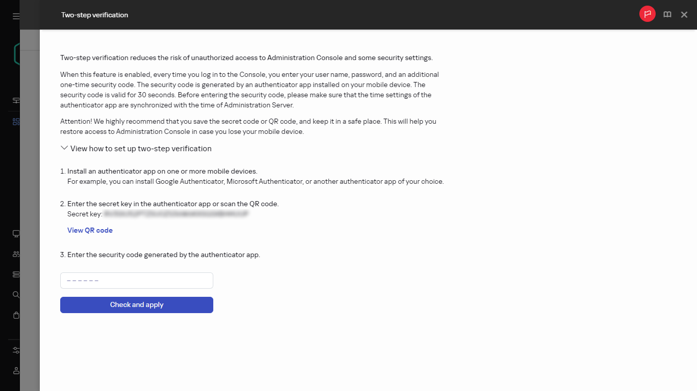 Enabling two-step verification for your own account