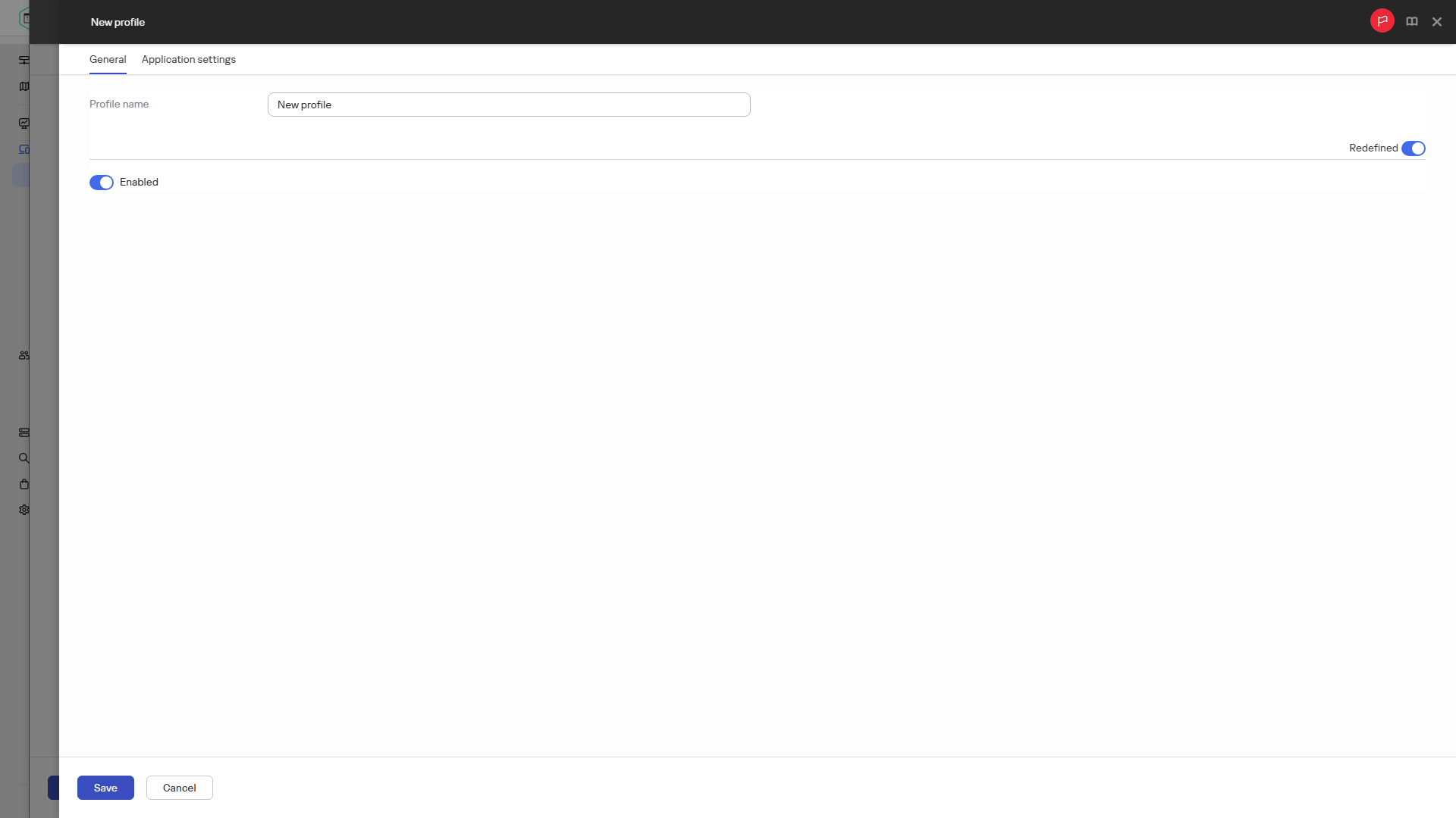 Указание имени нового профиля политики на вкладке "Общие".