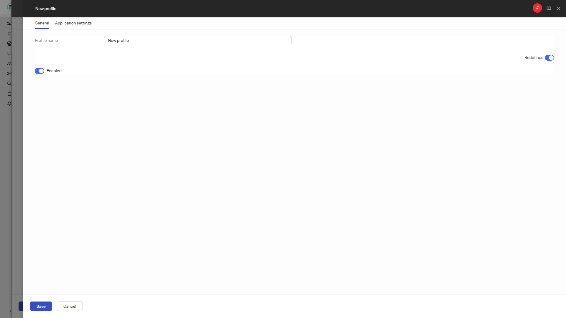 Указание имени нового профиля политики на вкладке "Общие".
