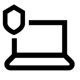Een pictogram in de vorm van een notebook met een schild