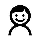 Een pictogram met de afbeelding van een lachend kind