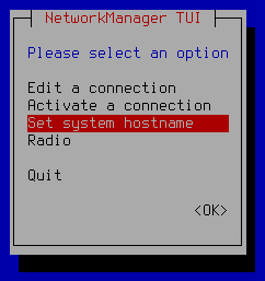 The screenshot shows the network settings selection window.