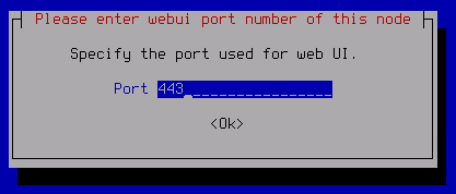 A captura de tela mostra a janela para inserir o número da porta para a interface da web.