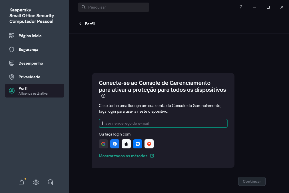 Etapa na qual é possível se conectar ao Console de Gerenciamento