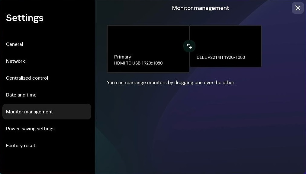 Screenshot of the "Monitor management" section.