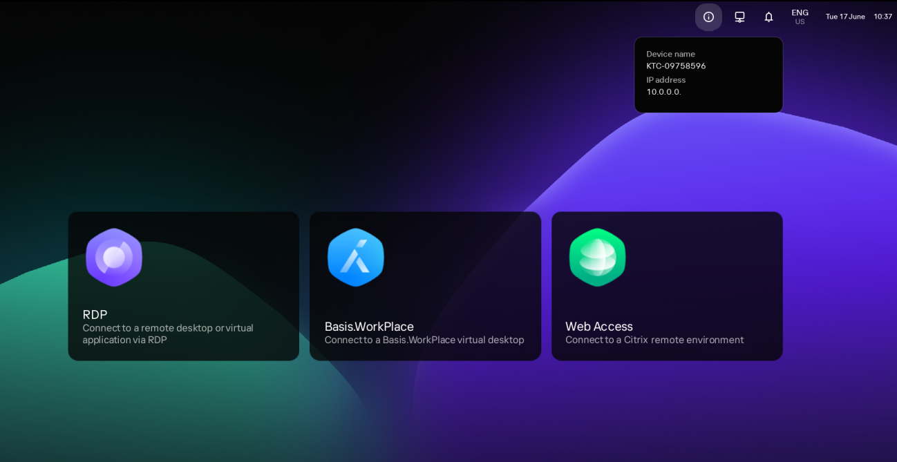 Viewing information about Kaspersky Thin Client and a thin client