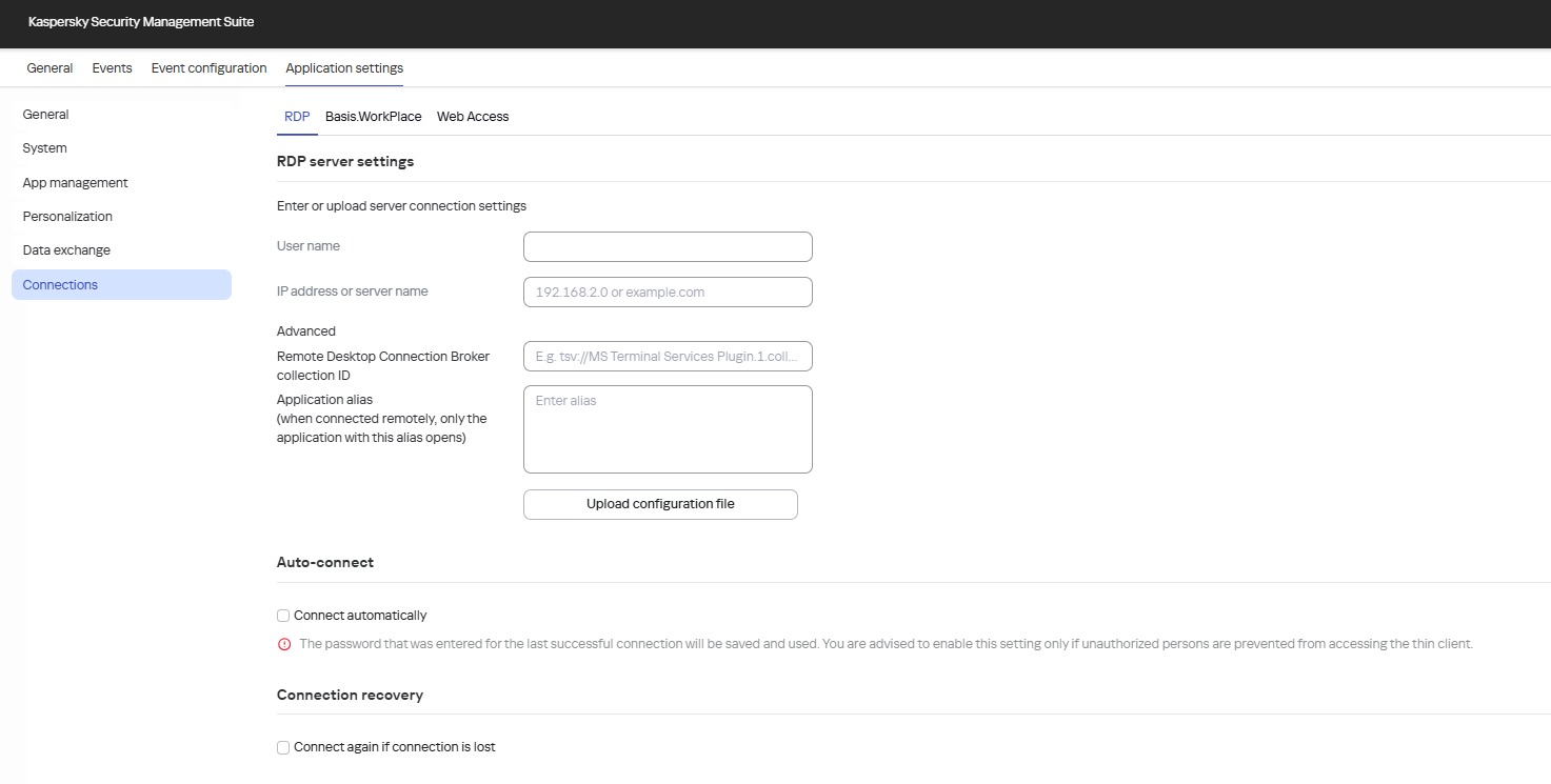 Configuring a connection to a remote environment using the RDP ...