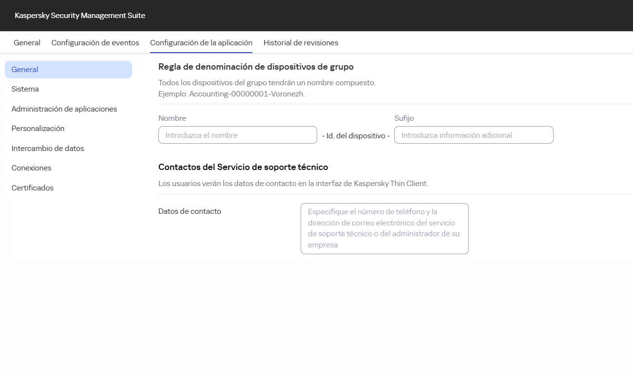 Configurar los ajustes principales de Kaspersky Thin Client a través de ...