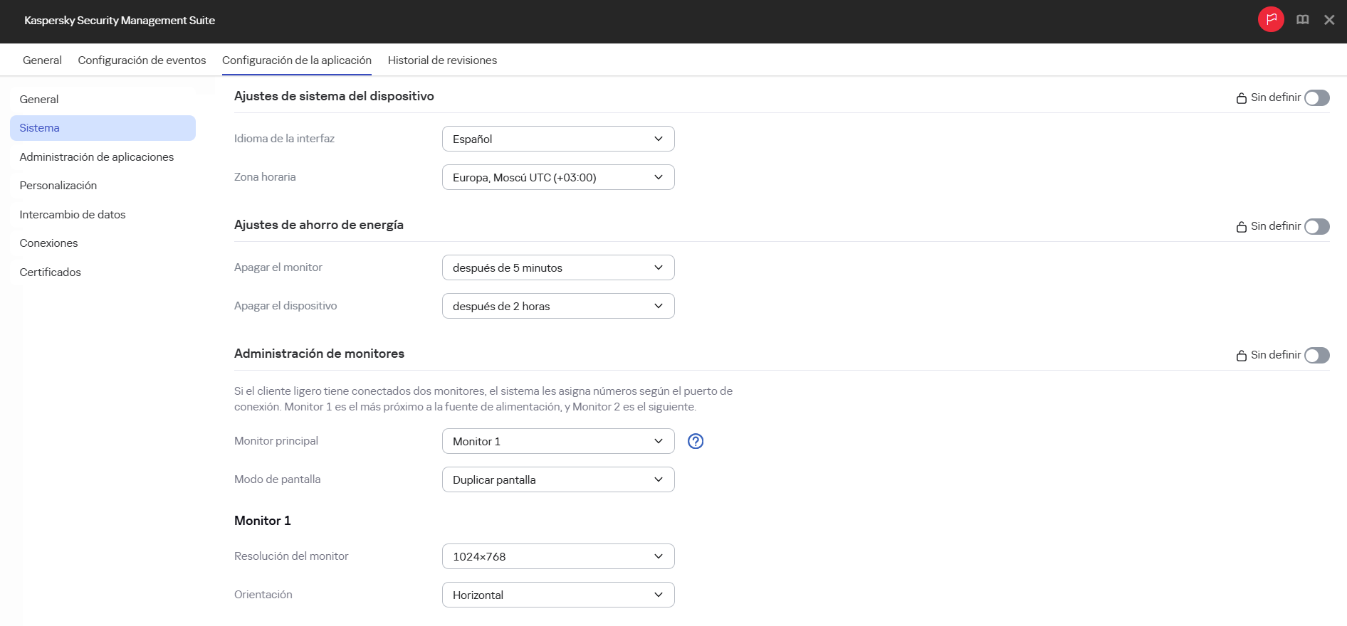 Configurar los ajustes de sistema de Kaspersky Thin Client a través de ...
