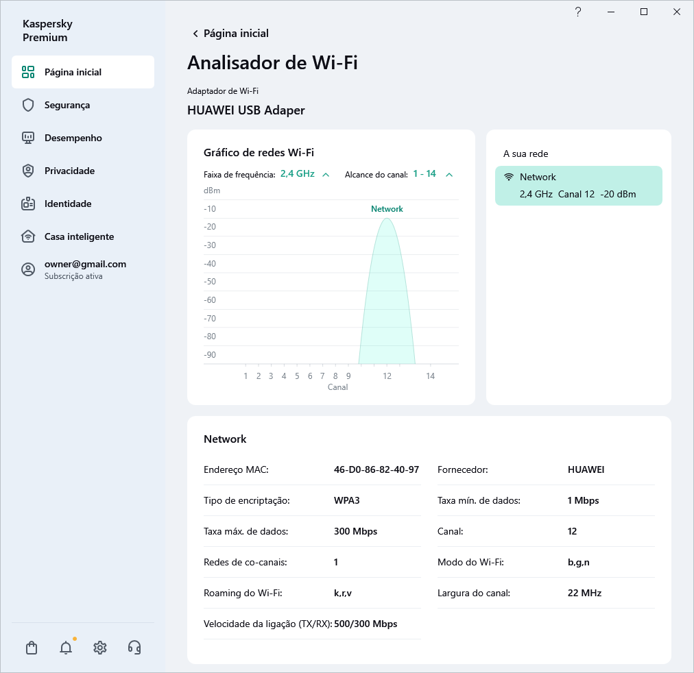 Janela que exibe as redes Wi-Fi