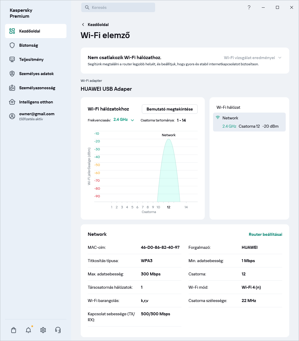 A Wi-Fi hálózatokat megjelenítő ablak