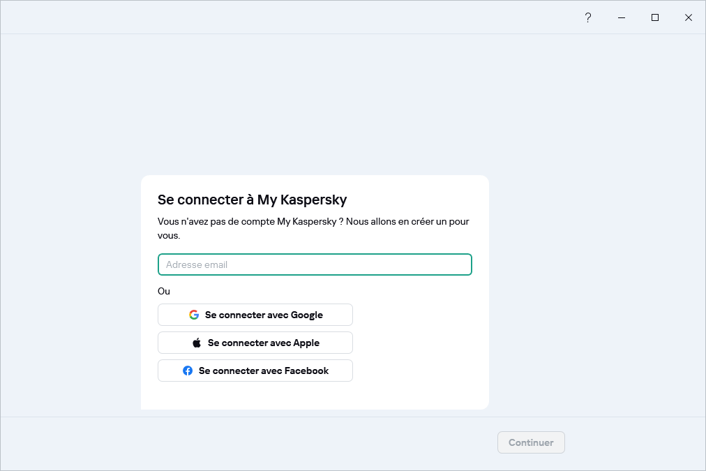 Étape à laquelle vous pouvez vous connecter à My Kaspersky pour restaurer votre abonnement