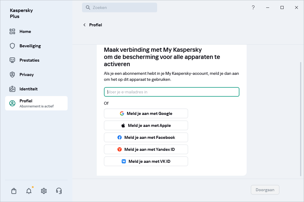 Stap waar u verbinding kunt maken met My Kaspersky