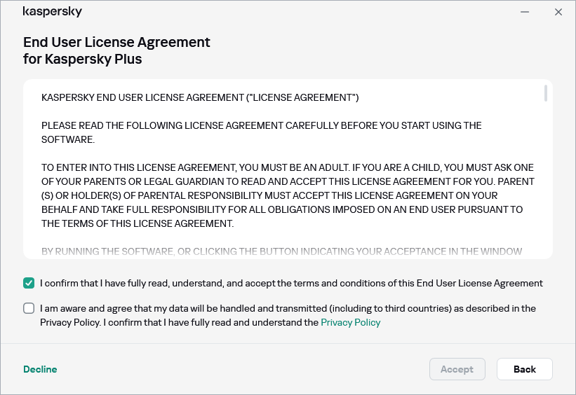The GDPR license agreement acceptance window