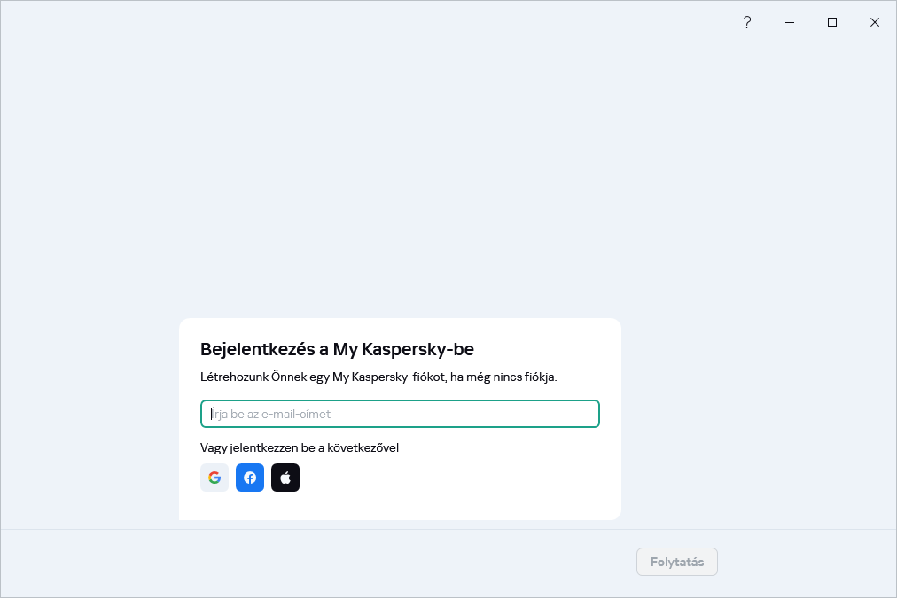 Lépés, amelyben bejelentkezhet a My Kaspersky szolgáltatásba az előfizetés visszaállításához
