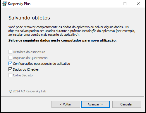 Janela para salvar configurações ao desinstalar um aplicativo