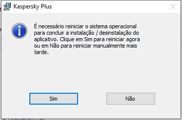 Janela perguntando se deseja reiniciar o computador