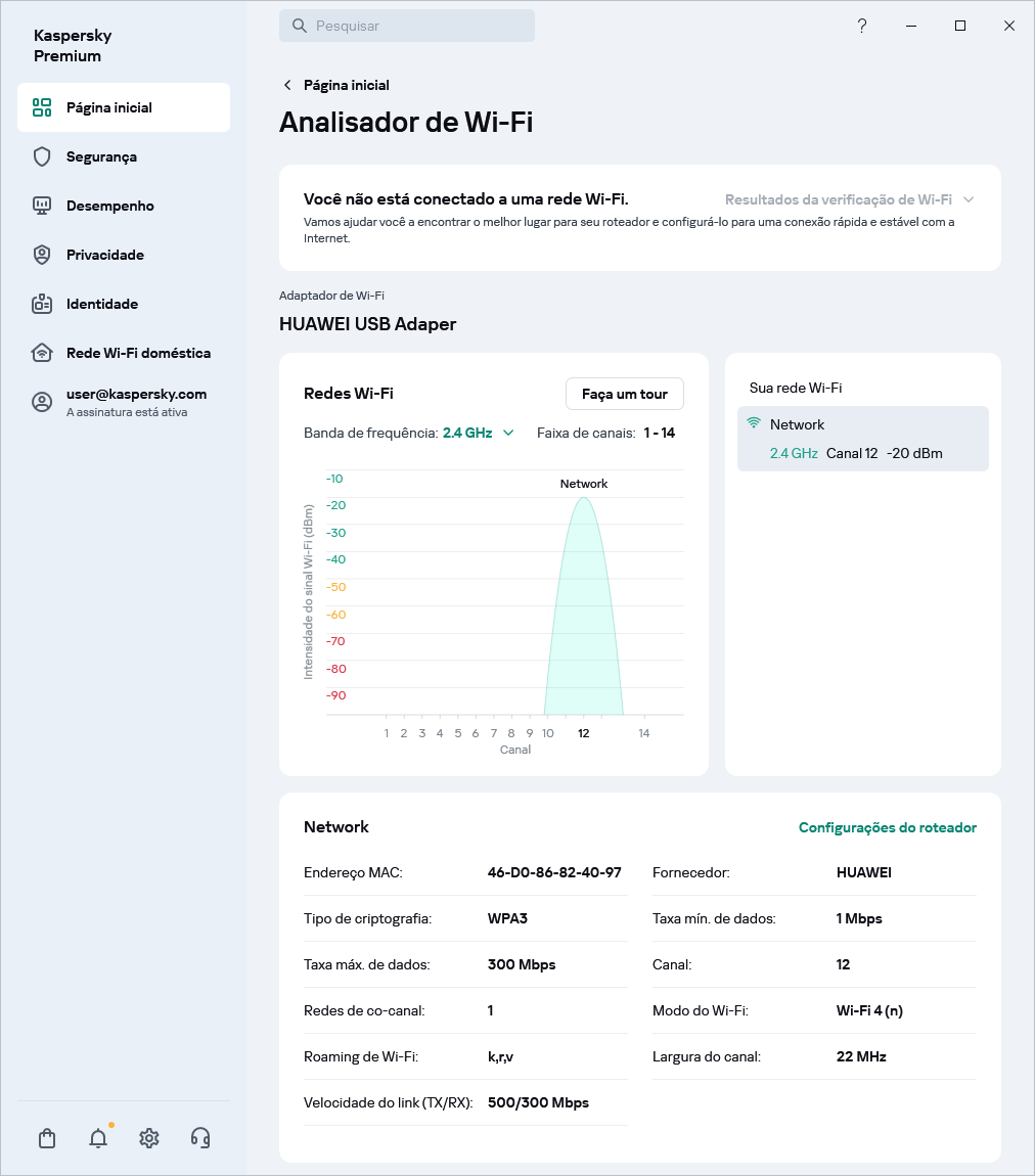 Janela exibindo redes Wi-Fi