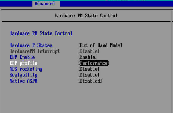 Hardware PM State Control settings in BIOS.