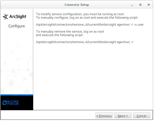 Окно "Connector Setup". Требуются права root.
