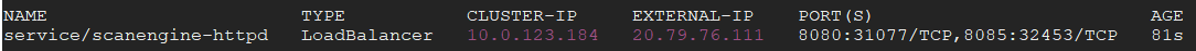 EXTERNAL-IP: 20.79.76.111.