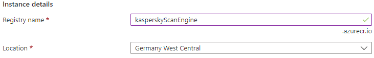 Имя реестра = kasperskyScanEngine, Расположение = Germany West Central.