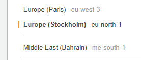 Выбран регион eu-north-1.